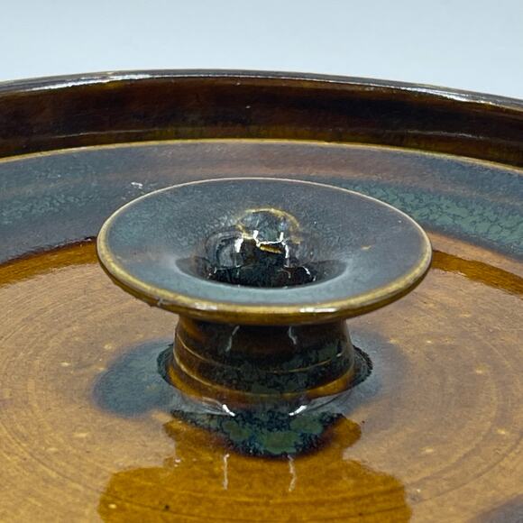 Handmade Bear Pottery Serving Bowl Dish with Lid Brown Drip Highland Wisconsin - Picture 16 of 16